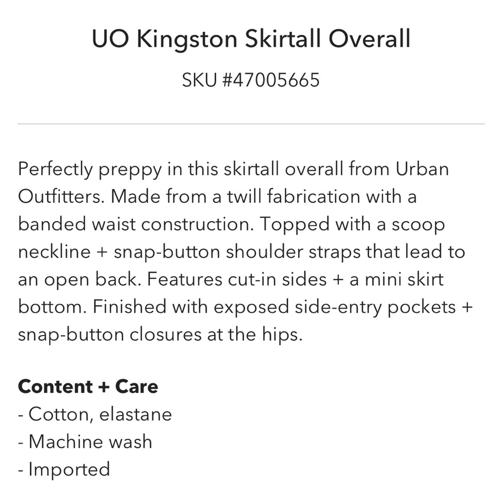 NWT UO KINGSTON SKIRTALL OVERALL - Picture 5 of 6